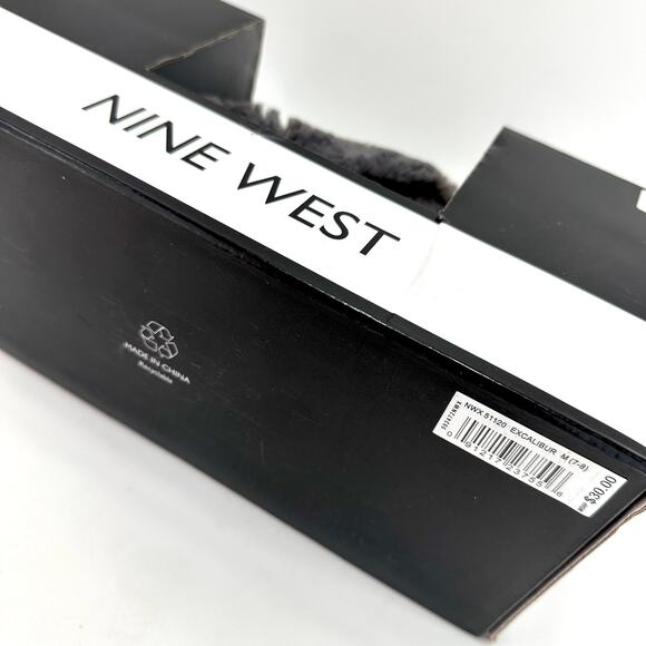 Nine West Excalibur Women Gray Mule/Clog Slipper Sz 7-8 Velvet Faux Fur Trim New - Picture 4 of 5